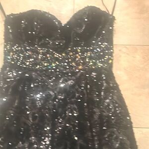 Night Moves strapless black sequin formal gown dress size 10
